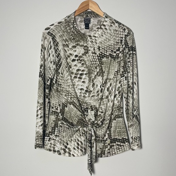 Clara Sun Woo | Reptile Tie Front Lightweight Blouse Size Large - Picture 1 of 7